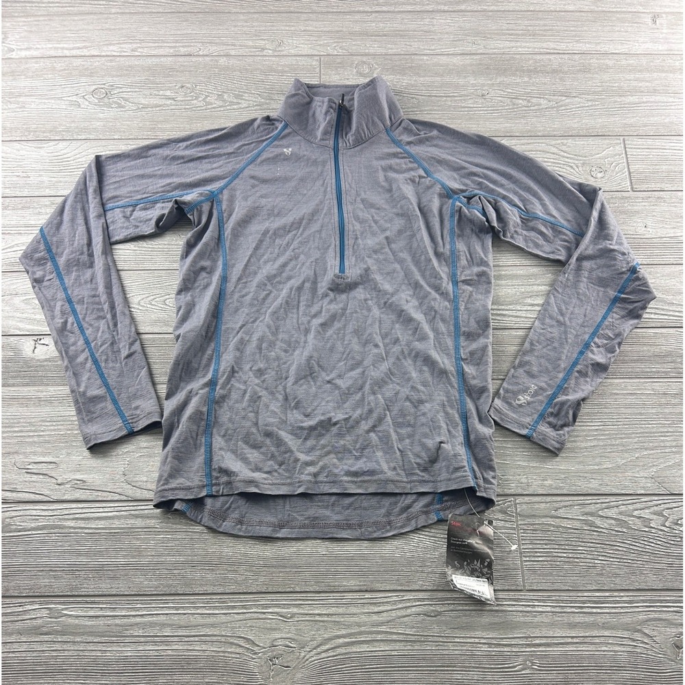 Stoic Merino 200 1/4-Zip Shirt Long Sleeve Mens S Excalibur Gray SIC0165 NWT
